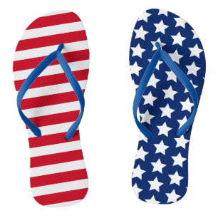 Americana Red White Blue Stars and Stripes Flip Flops