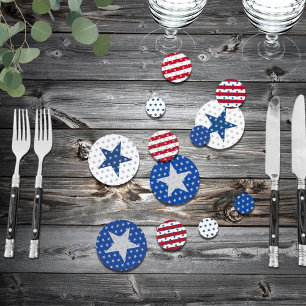 Americana Red White Blue Stars Stripes Celebration Confetti
