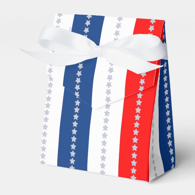Americana Red White Blue Stars & Stripes Favour Box (Front Side)