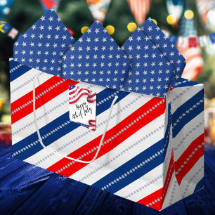 Americana Red White Blue Stars & Stripes Large Gift Bag
