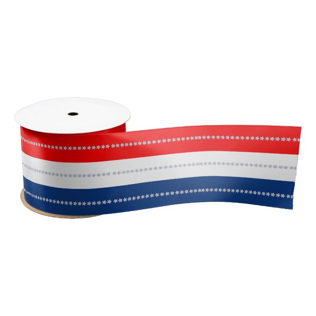 Americana Red White Blue Stars & Stripes Satin Ribbon (Spool)