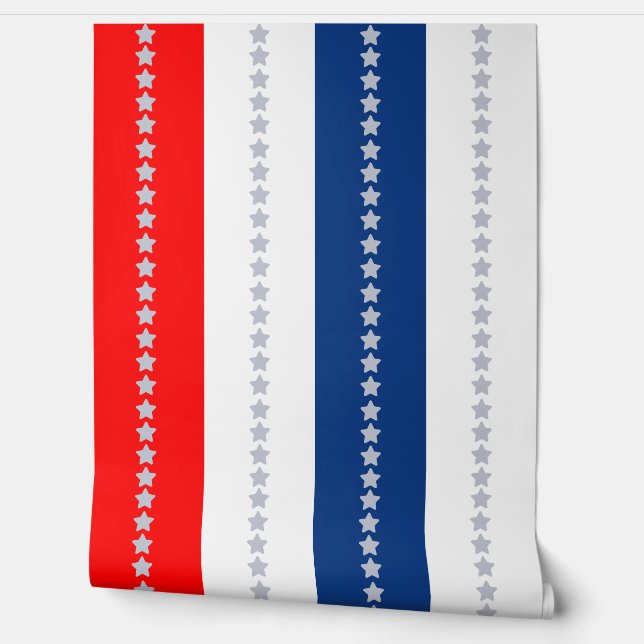 Americana Red White Blue Stars & Stripes Wallpaper (Unrolling)