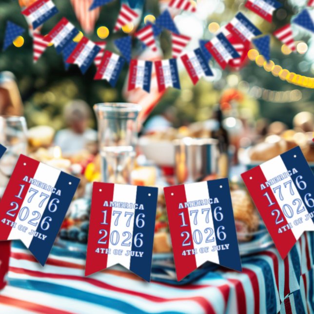 Americana Red White Blue Stripes America 1776 2026 Bunting (Creator Uploaded)