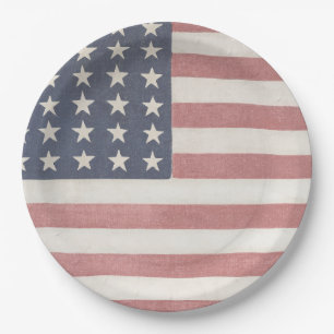 Americana Rustic American Flag Paper Plate