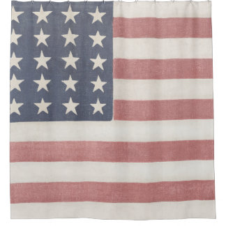 Americana Rustic American Flag Shower Curtain