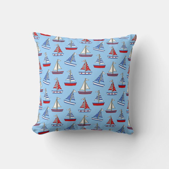 Americana Sailboat Pillow (Front)