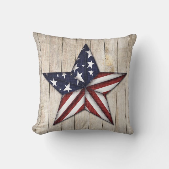 Americana Star Polyester Throw Pillow (Front)