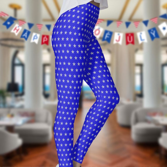 Americana Star Spangled Silver Stars On Blue Leggings (Creator Uploaded)