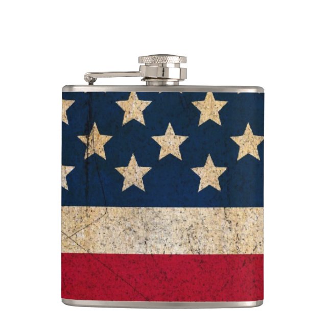 Americana Stars and Stripes Custom Flask (Front)
