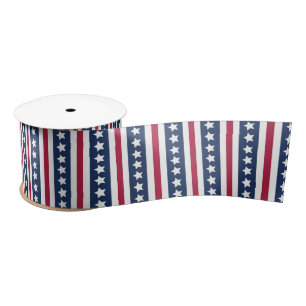 Americana stars and stripes satin ribbon