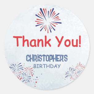 Americana Summer Little Firecracker Birthday Classic Round Sticker