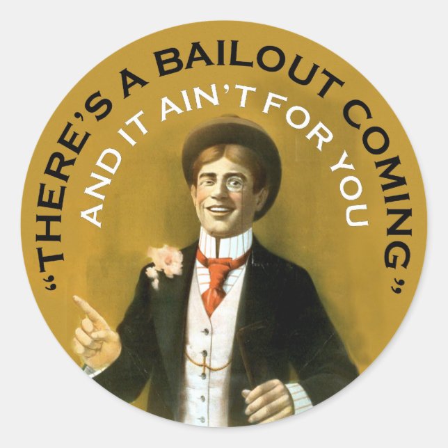 Americana There's A Bailout Coming Neil Young Classic Round Sticker (Front)