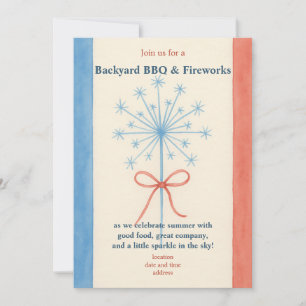 Americana Watercolor BBQ invitation 