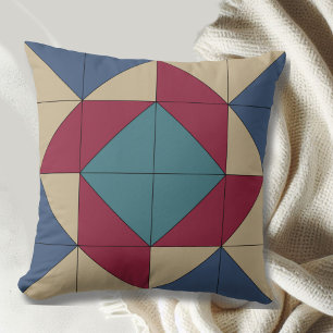 Americana Whirlpool Quilt Block Throw Pillow