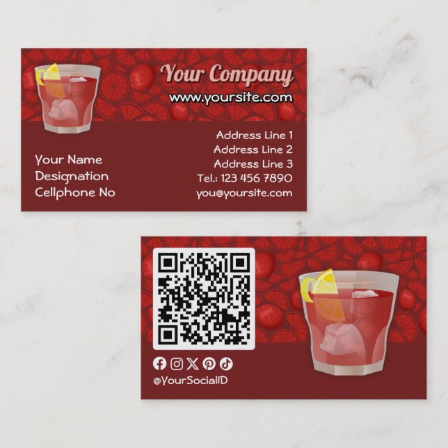Americano cocktail business card (Front/Back)