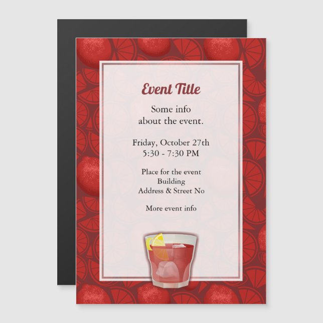 Americano Cocktail Magnetic Invitation (Front/Back)