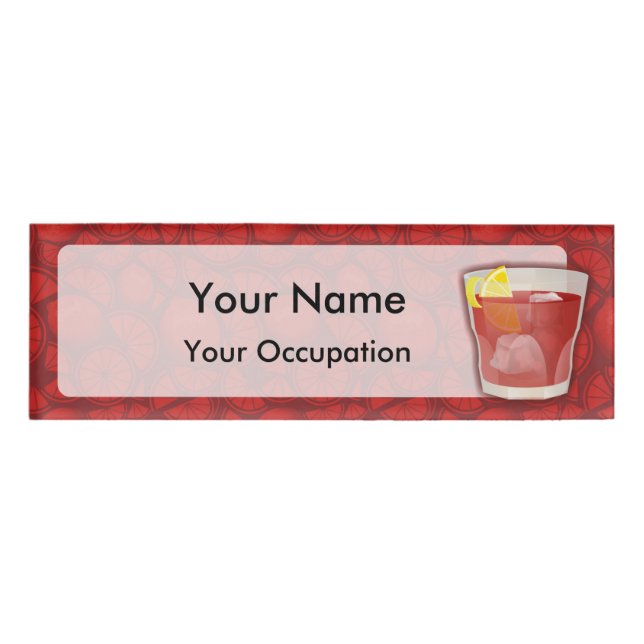 Americano  cocktail name tag (Front)