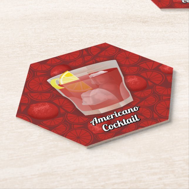 Americano Cocktail Paper Coaster (Angled)