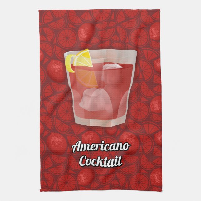 Americano cocktail tea towel (Vertical)