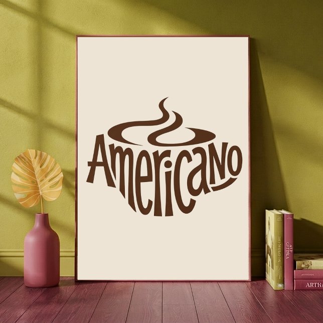 Americano Coffee Cup Typographic Art Cute Coffee  Poster (Creator Uploaded)