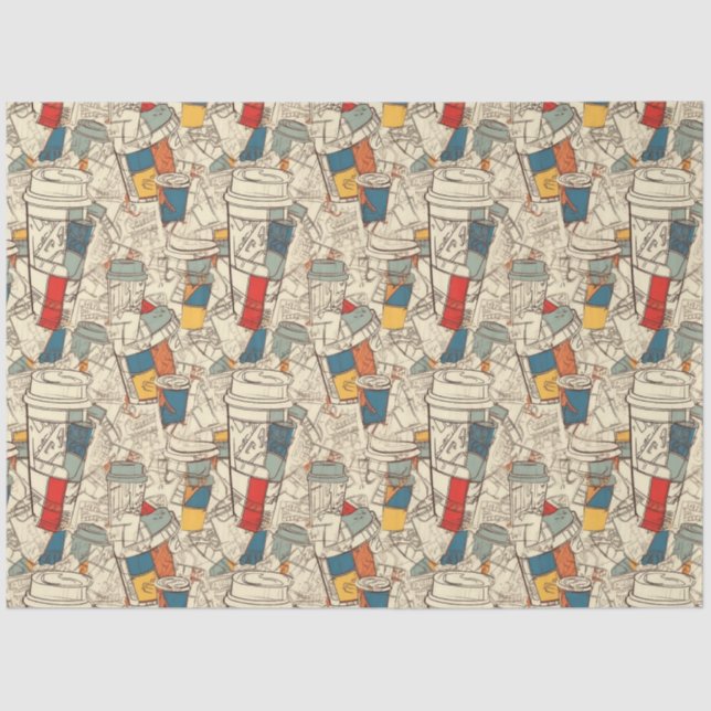 Americano Coffee ephemera collage pattern Tissue Paper (Front)