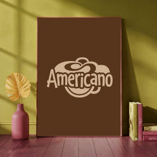 Americano Coffee Typography Retro Art Print