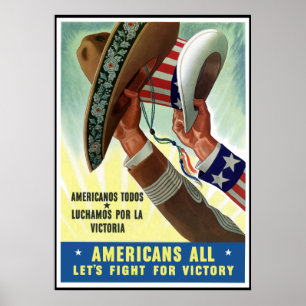 Americans All Let's Fight For Victory -- Border Poster