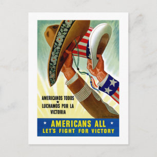 Americans All ~ Let's Fight for Victory Postcard