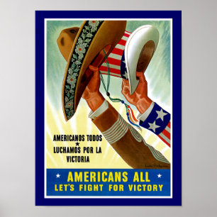 Americans All ~ Let's Fight for Victory Poster