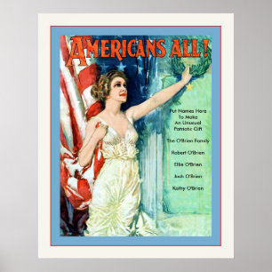 Americans All! ~ Personalised Vintage World War 1 Poster