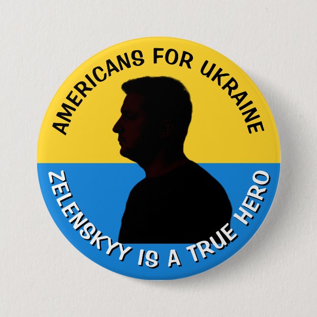 Americans for Ukraine | Zelenskyy Support 7.5 Cm Round Badge (Front)