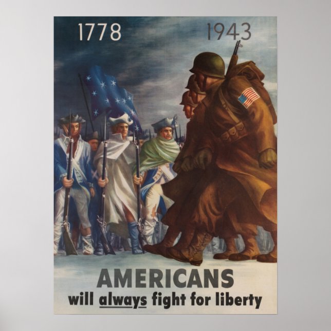 Americans will always fight for liberty 1778 1943 poster (Front)