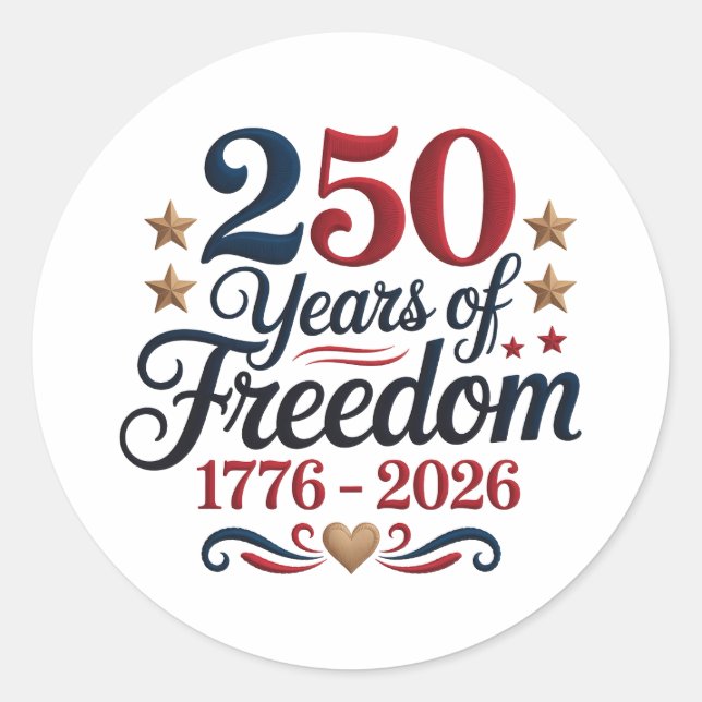 America's 250th Anniversary Classic Round Sticker (Front)