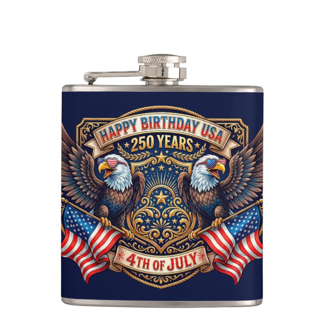 America's 250th anniversary eagles hip flask (Front)