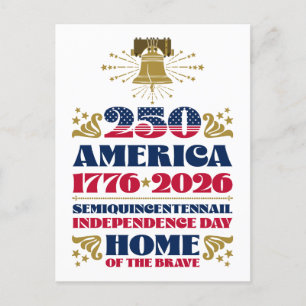 America's 250th Anniversary Independence Day Holiday Postcard
