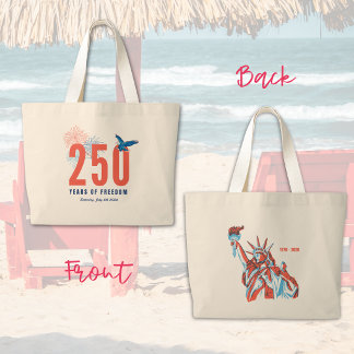 Americas 250th Anniversary Patriotic Freedom Large Tote Bag