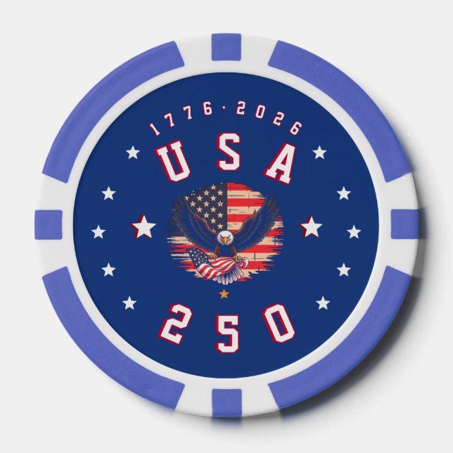America's 250th Anniversary USA 250 1776 2026 Poker Chips (Front)