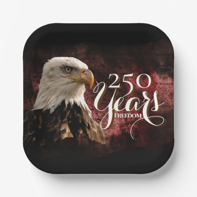 America's 250th Birthday Bald Eagle Paper Plates (Front)