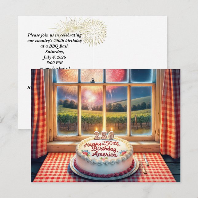 America's 250th Birthday Cake Postcard (Front/Back)