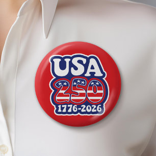America's 250th Birthday - Groovy USA 250 6 Cm Round Badge