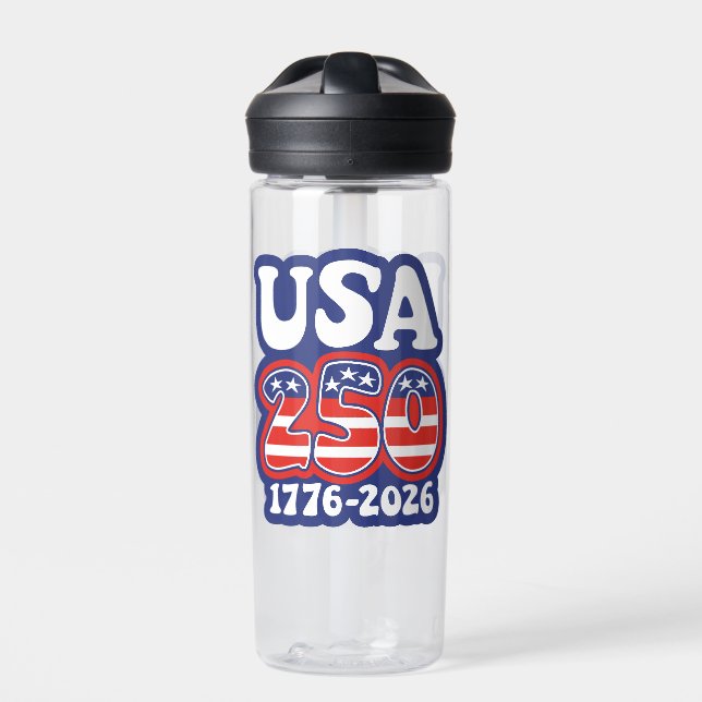 America's 250th Birthday - Groovy USA 250 Water Bottle (Front)