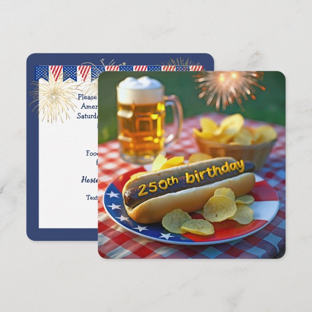 America's 250th Birthday Hot Dog  Invitation (Front/Back)