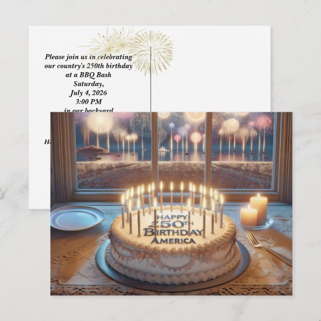 America's 250th Birthday Party Postcard (Front/Back)