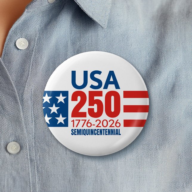 America's 250th Birthday - Stars and Stripes 6 Cm Round Badge (Celebrate America's 250th Birthday with a Collectible Button for the 2026 Festivities)
