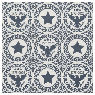 America's 250th Heritage Eagle Damask Navy Ivory Fabric