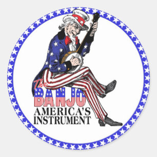 America's Banjo round sticker