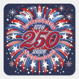 America's Birthday Semiquin Graphic Fireworks Pop Square Sticker