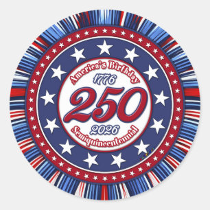 America's Birthday Semiquin Graphic Fireworks RWB Classic Round Sticker