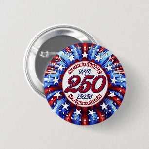 America's Birthday Semiquin Graphic RWB Fireworks 6 Cm Round Badge
