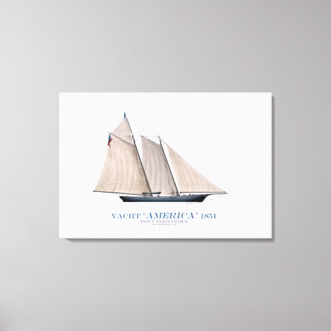 americas cup yacht 'america 1851', tony fernandes canvas print (Front)